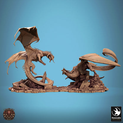 Black VS Silver Dragon Diorama
